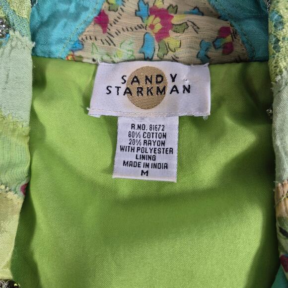 Sandy Starkman Blue Green Embellished Embroidered Beaded BOHO Vintage Jacket M - Picture 5 of 5